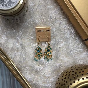 Gold & Turquoise Small Chandelier Earrings